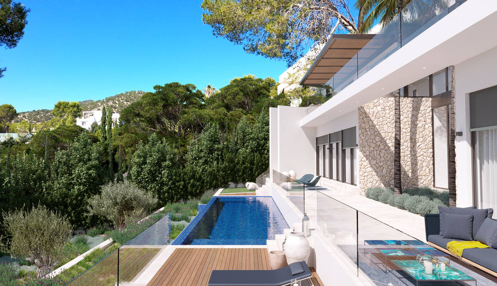 Excepcional villa moderna en lo alto de Camp de Mar con vistas al mar