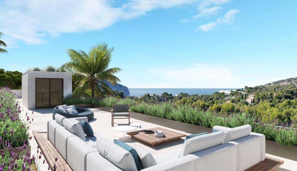 Luxuriöse moderne Villa in den oberen Hügeln von Camp de Mar mit Meerblick