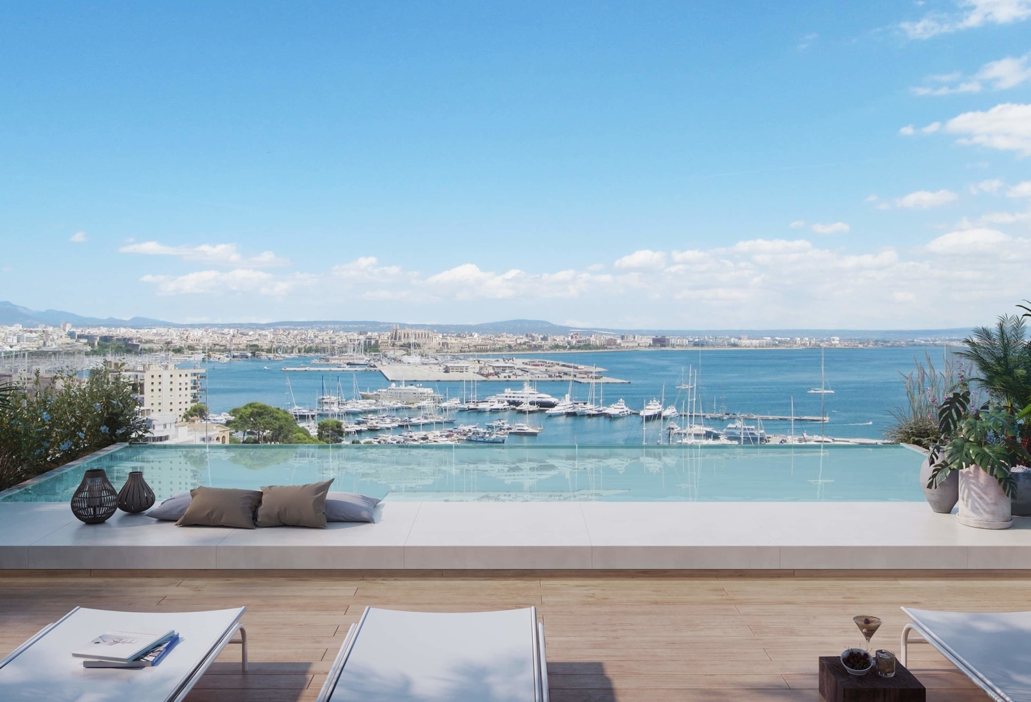 Encantador apartamento con terraza, piscina comunitaria y vistas al mar en Palma